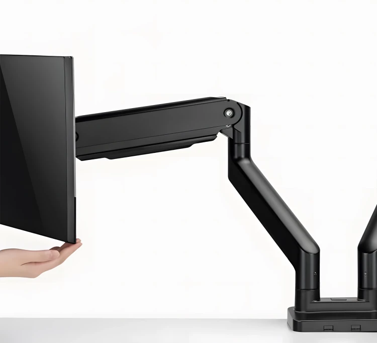 Uchwyt biurkowy na 2 monitory z dwoma portami USB w podstawie, przekątną 17"-32", VESA SolidHand-CS02U