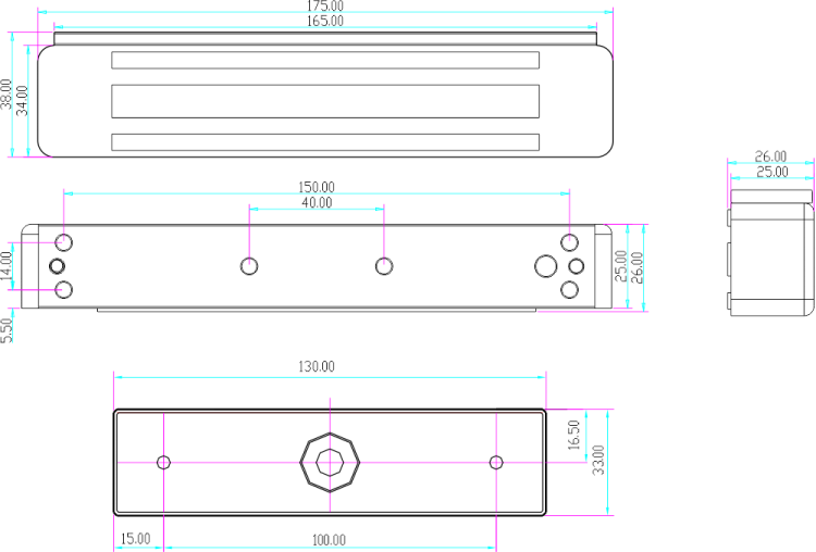 Zwora elektromagnetyczna zewnętrzna 180kg z sygnalizacją EL-350WS - wymiary