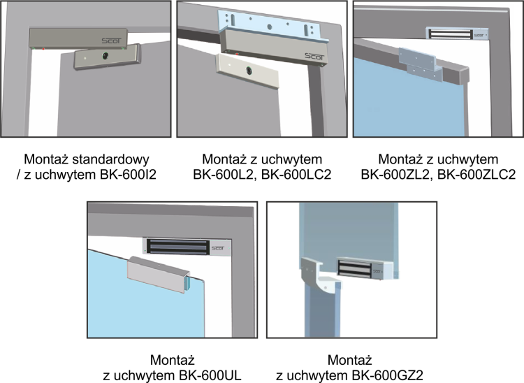 Zwora elektromagnetyczna 280kg z sygnalizacją EL-600SL - montaż