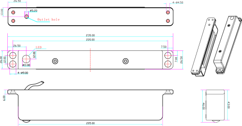 Zwora elektromagnetyczna zewnętrzna 280kg z sygnalizacją EL-600WSL