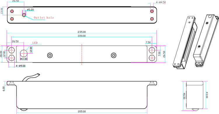 Zwora elektromagnetyczna zewnętrzna 280kg z sygnalizacją EL-600WSL