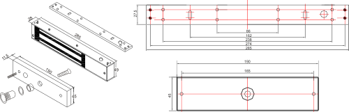 Zwora elektromagnetyczna 350kg z sygnalizacją i powiadomieniem dźwiękowym EL-800BSL