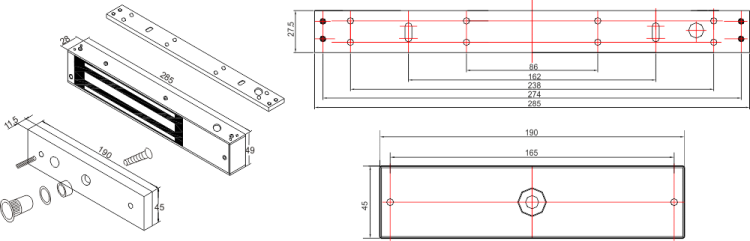 Zwora elektromagnetyczna 350kg z sygnalizacją i powiadomieniem dźwiękowym EL-800BSL