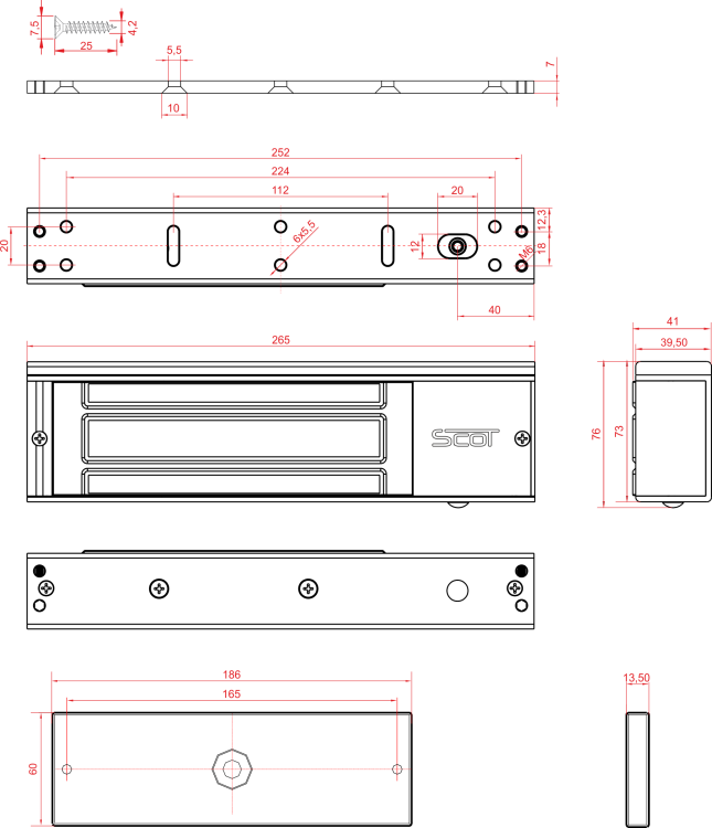 Zwora elektromagnetyczna 540kg z sygnalizacją EL-1200SL2