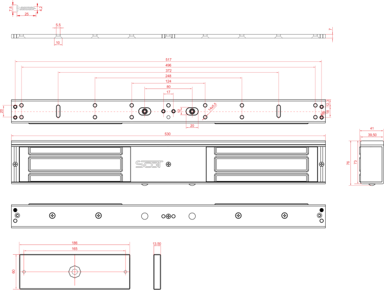 Zwora elektromagnetyczna 2 x 540kg z sygnalizacją EL-1200DSL2