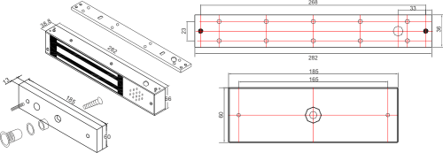 Zwora elektromagnetyczna 540kg z sygnalizacją i powiadomieniem dźwiękowym EL-1200BSL