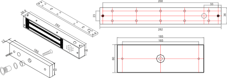 Zwora elektromagnetyczna 540kg z sygnalizacją i powiadomieniem dźwiękowym EL-1200BSL