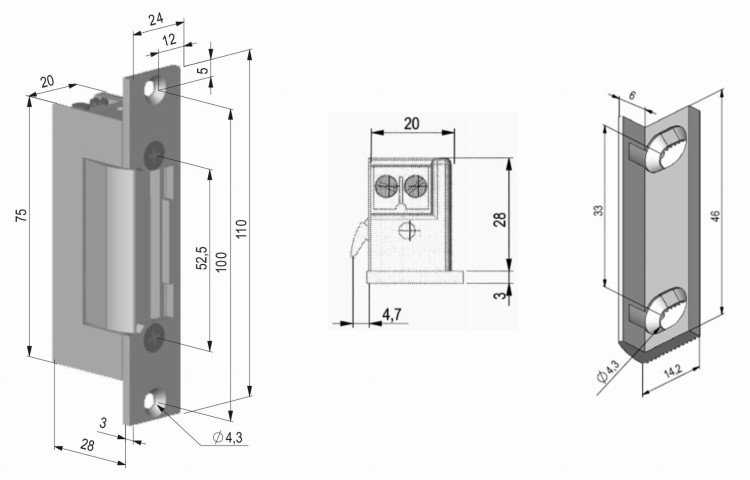 Elektrozaczep symetryczny ES-S24AC/DC PROFI