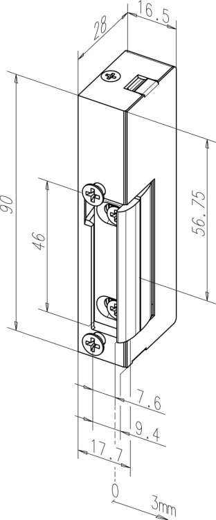 Elektrozaczep uniwersalny wąski ES16-U24 PROFI