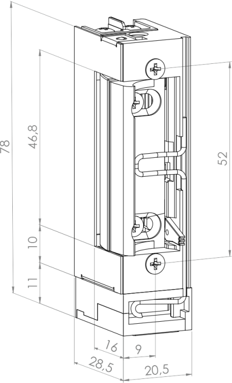 Elektrozaczep symetryczny rewersyjny z sygnalizacją ES-S12DC-RS
