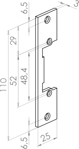 Blacha płaska elektrozaczepu 110 mm BS-110
