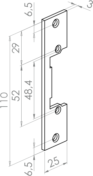 Blacha płaska elektrozaczepu 110 mm BS-110