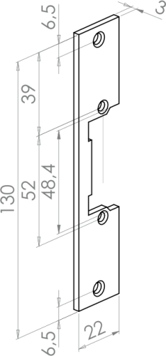 Blacha płaska elektrozaczepu wąskiego 130 mm