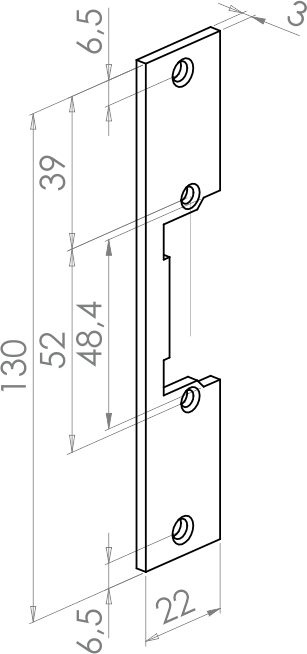 Blacha płaska elektrozaczepu wąskiego 130 mm