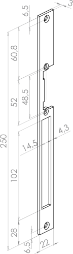 Blacha płaska elektrozaczepu wąskiego 250 mm BS16-250