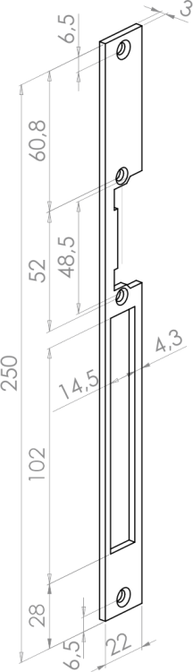 Blacha płaska elektrozaczepu wąskiego 250 mm BS16-250