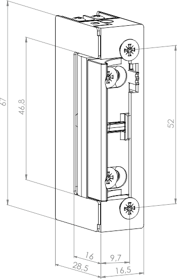 Elektrozaczep symetryczny wąski ES16-S1224