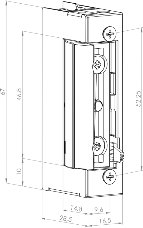 Elektrozaczep symetryczny wąski radialny z pamięcią ES16R-S1224-M