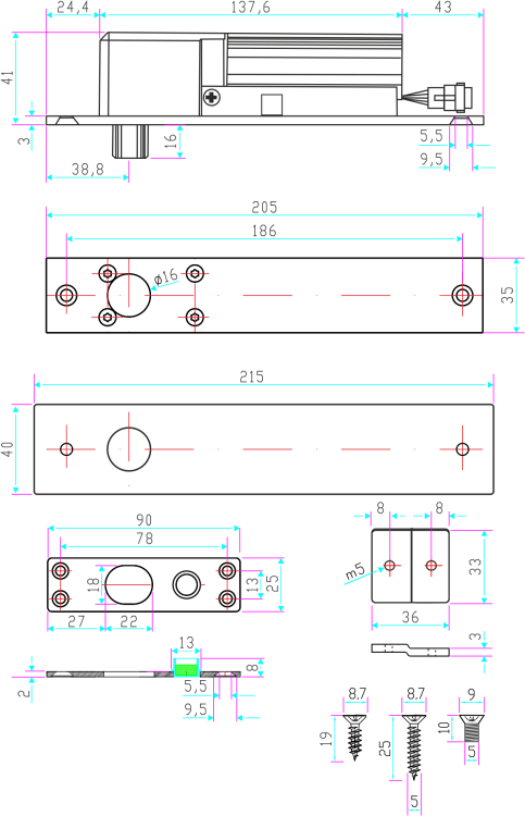 Elektrozamek trzpieniowy rewersyjny EB-1300R