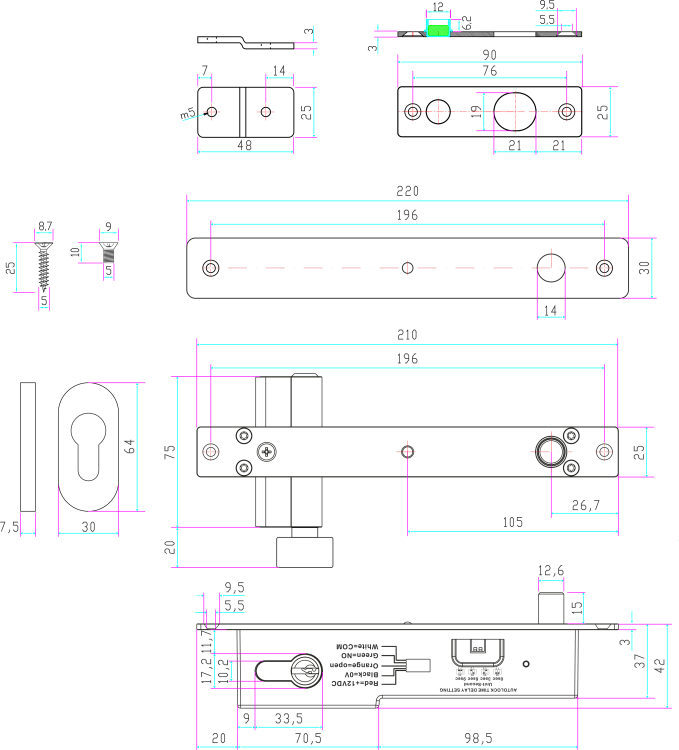 Elektrozamek trzpieniowy z wkładką EB-1500C