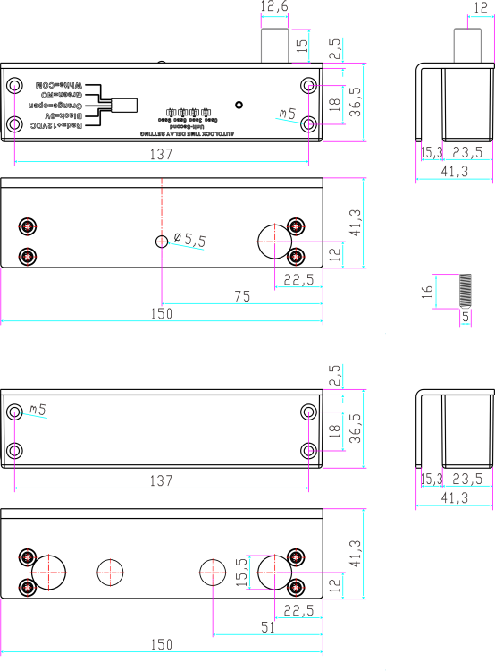 Elektrozamek trzpieniowy rewersyjny do witryn szklanych EB-1500GR