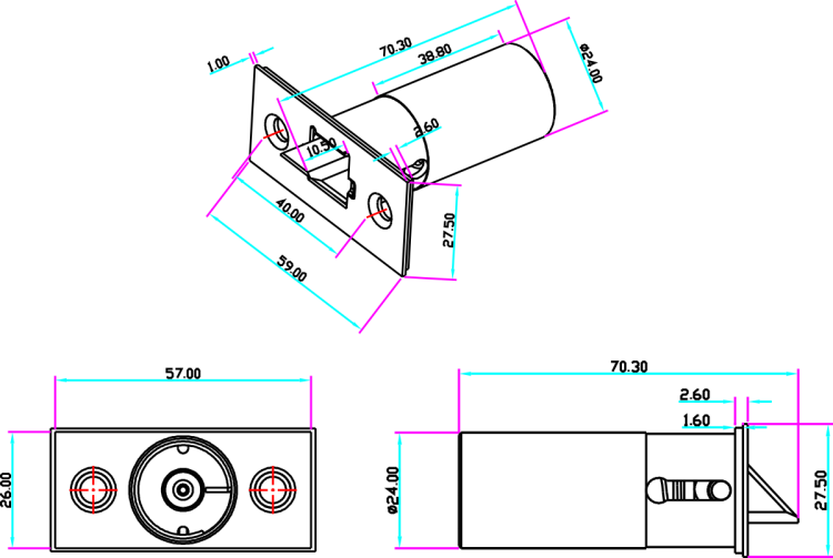 Elektrozamek trzpieniowy mini, rewersyjny EB-180R