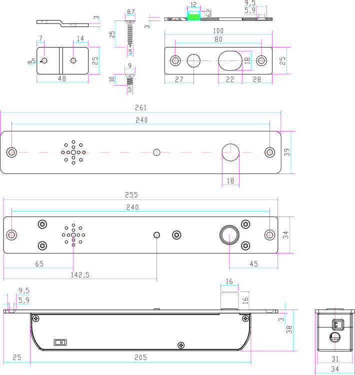 Elektrozamek trzpieniowy z sygnalizacją dźwiękową EB-1700B
