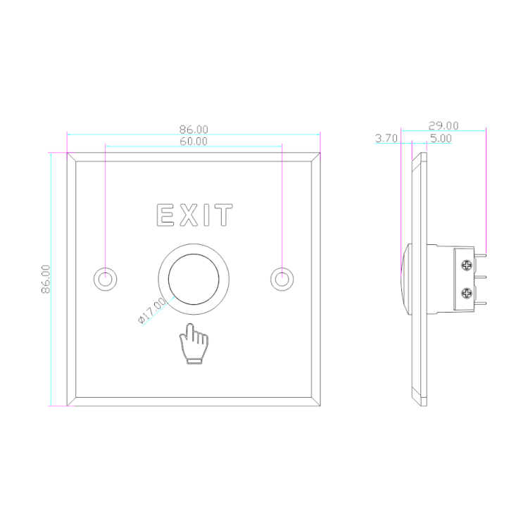 Przycisk wyjścia podtynkowy BT-1B