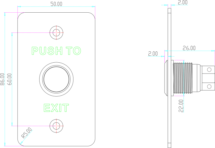 Przycisk wyjścia podtynkowy BT-7A