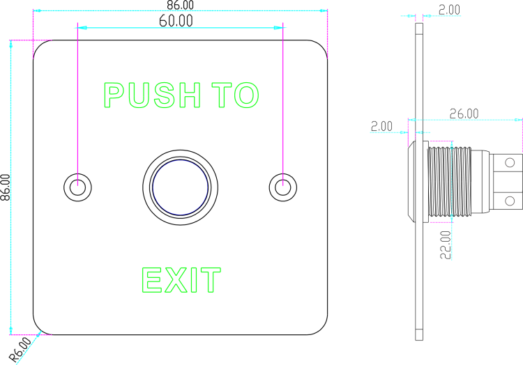 Przycisk wyjścia podtynkowy BT-7B
