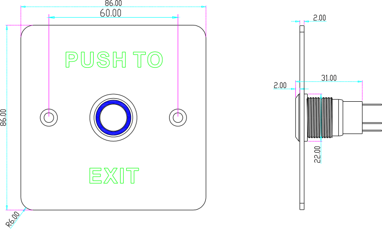 Przycisk wyjścia podtynkowy z podświetleniem BT-7BN