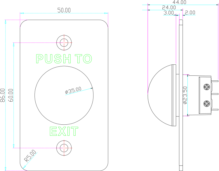 Przycisk wyjścia podtynkowy BT-8A