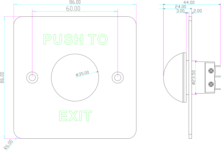 Przycisk wyjścia podtynkowy BT-8B