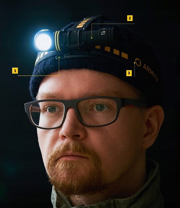 Latarka Armytek akumulatorowa czołowa sportowa uniwersalna kemping USB-C
