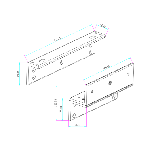 Uchwyt montażowy typu "ZL" do drzwi otwieranych do wewnątrz BK-1200ZL2