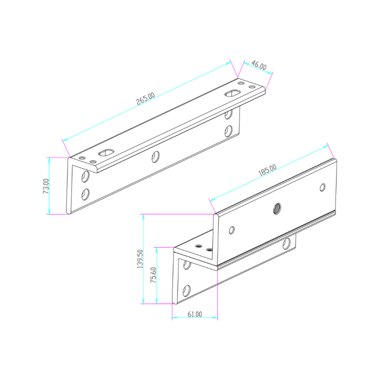 Uchwyt montażowy typu "ZL" do drzwi otwieranych do wewnątrz BK-1200ZL2