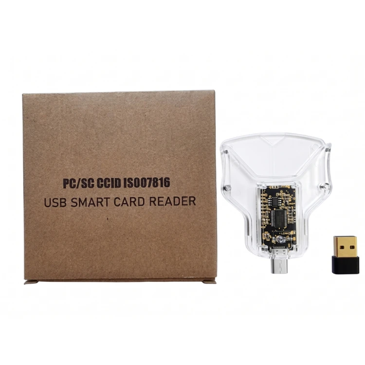 Czytnik kart SmartCard AID SCT30 USB-C z adapterem USB-A przezroczysty