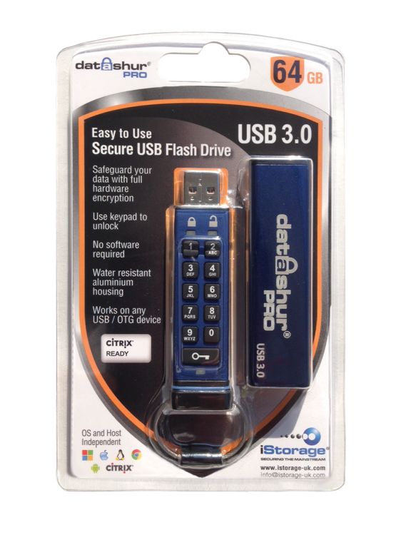 Pendrive iStorage datAshur® PRO USB 64 GB niebieski IS-FL-DA3-256-64 USB 3.2