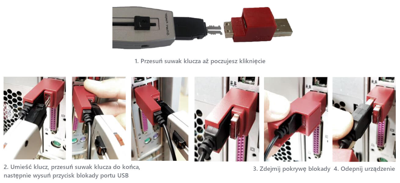Demontaż blokady przed wypięciem urządzenia z portu USB - Smart Keeper CSK-LK11