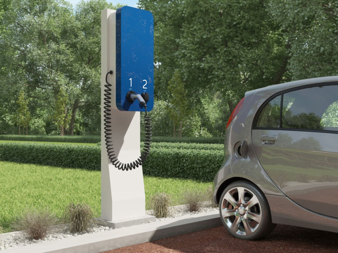 Dwustanowiskowa stacja szybkiego ładowania pojazdów elektrycznych typu wallbox AID-2P-W022OD